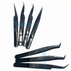 RMI Shin Black Plasma Color Eyelash Extension Tweezers Toothed Tip Stainless Steel <b>Precision</b> <b>Tool</b> Anti-Magnetic Fine Perfect - Product Image 4