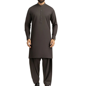 Dark Brown <b>Men</b> <b>Shalwar</b> <b>Kameez</b> Traditional Pakistani Suit High Quality Fabric Designer Kurta Pajama For <b>Men</b> Custom Logo - Product Image 1