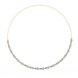 10k 14K 18K <b>Yellow</b> Gold Diamond <b>Jewellery</b> Tennis Necklace Featuring a Row of Shimmering Round Cut Lab Grown Diamond <b>Jewellery</b> - Product Image 1