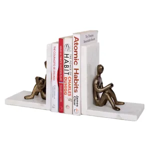 Modern White Marble Art Deco Abstract Thinker Figurines Bookends Decorative <b>Book</b> Holder Home Office Bookshelf <b>Library</b> Display - Product Image 4