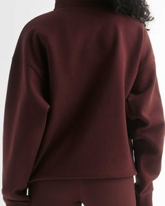 Best Quality Winter Women's Half Zip Oversized <b>Stand</b> Collar Sweatshirts <b>Drop</b> Shoulder Loose Fit Women's Custom Sweatshirts Wear - Product Image 6