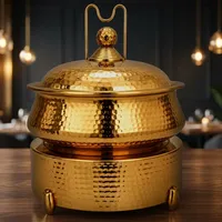 Casserole en acier inoxydable martelé doré avec revêtement céramique antiadhésif, couvercle en acier inoxydable, ustensiles de cuisine écologiques pour usage domestique