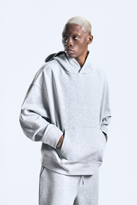 Sudadera con Capucha Extra Grande para Hombre, Color Gris Sólido, Algodón, Informal, para Otoño - Product Image 2