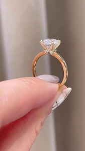 Round Cut 1.50CT Moissanite Diamond <b>Ring</b> 925 Silver 14K Yellow Gold Plated Engagement <b>Ring</b> Minimal <b>Fine</b> Jewelry - Product Image 2