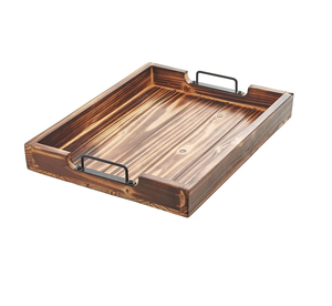 Plateau en bois au design moderne avec quatre roulettes, plateau décoratif en noyer, plateau en aluminium galvanisé pour la décoration de la maison - Product Image 4
