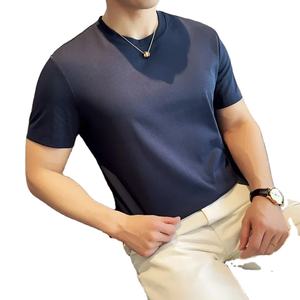 Camiseta para hombre, novedad de verano 2025, Camiseta de algodón puro de seda fina, Camiseta de cuello redondo, deportes, Fitness, correr, ropa informal para hombre - Product Image 1