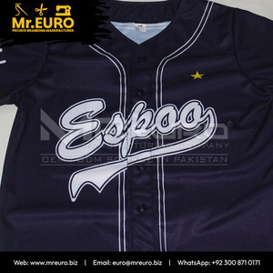 Maillot de baseball Espoo unisexe à manches courtes, fermeture à boutons, évacuation de l'humidité, coupe régulière pour adulte, 100 % polyester, impression du nom de l'équipe - Product Image 5