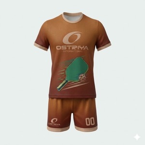 Uniforme de Pickleball de Verano para Hombre, 100% Poliéster, Anti-UV, Manga Corta, Cuello Redondo, Impresión por Transferencia de Calor, Nombre del Equipo Personalizado, Logotipo Frontal - Product Image 4