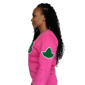 เสื้อสเวตเชิ้ตสีชมพู 1908 Ivy League Chenille คอกลม แขนยาว เนื้อผ้านุ่ม แฟชั่นลำลองสำหรับผู้หญิง เสื้อผ้าสำหรับชมรมนักศึกษา - Product Image 3