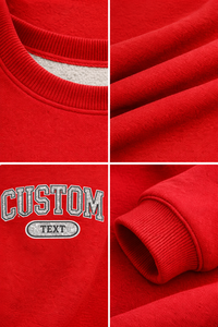 Sweat-shirt surdimensionné rouge pour femmes de qualité supérieure, texte personnalisé, logo, col rond décontracté, pull chaud en molleton 100% coton, streetwear - Product Image 6