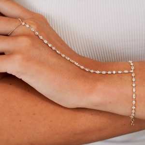 Chaînes de main personnalisées en or massif 14 carats avec diamants de laboratoire à coupes multiples, bijoux délicats, minimalistes, de luxe pour le quotidien, uniques et modernes, vente en gros - Product Image 2