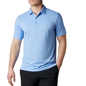 Men's Light <b>Blue</b> Solid Short Sleeve <b>Polo</b> <b>Shirt</b> Knitted Breathable Casual Style Regular Fit - Product Image 1