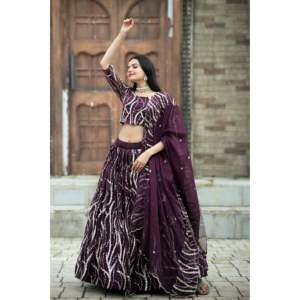 ผ้าไหม tebby ปักเลื่อม lehenga choli กับ duppta - Product Image 2