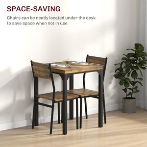 Set da Pranzo Rustico Marrone Estensibile in 3 Pezzi per Piccoli Spazi, Ideale per Angolo Colazione in Appartamento, Salvaspazio - Product Image 4