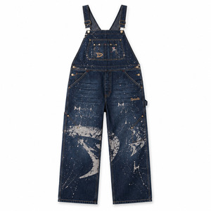 Splattered Ink <b>Workwear</b> <b>Trousers</b> Slouchy Hip Hop Urbanwear Denim Jumpsuit With Personalized Logo Embroidery - Product Image 2