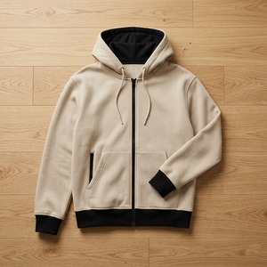 Men's Fall Winter Fleece zipper Hooded high quality breathable custom logo Regular Sleeves Pure Color Solid Pattern men's hoodie - Product Image 6