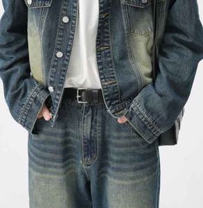 Elegante Conjunto de Invierno Personalizado para Hombre, Chaqueta de Mezclilla Cruda Informal y Pantalones de Corte Holgado, Conjunto de Otoño - Product Image 5