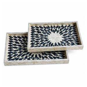 Bandeja de Servir Moderna de Nácar, Plato de Madera con Incrustaciones de Concha Premium para una Decoración de Mesa Elegante - Product Image 1