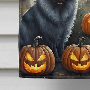 Gran Multicolor Keeshond Spooky Halloween casa bandera porche manga poste decorativo patio Banner arte colgante de pared hecho - Product Image 4