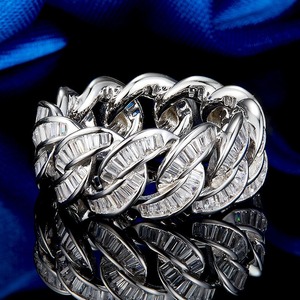 Stylish Gold Silver Hip Hop Moissanite Diamond <b>Ring</b> Fashion <b>Statement</b> Jewelry for Music Videos and Dance Performances - Product Image 5