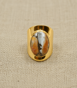 925 Sterling Silver Oyster Turquoise Statement <b>Ring</b> Yellow & Rose Gold Plated Handmade Artisan Geometric Jewellery <b>Ring</b> for Her - Product Image 4