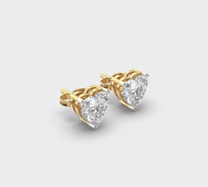IGI Certified Heart Cut Lab Grown Diamond Stud <b>Earrings</b> 9K Rose / Yellow / White Gold Solitaire Heart Diamond <b>Earrings</b> - Product Image 2