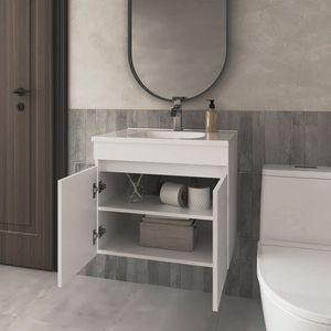 Mobile da Bagno Bianco FM FURNITURE, Vanità Rainbow City con 2 Ante - Product Image 2