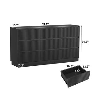 Cassettiera Moderna Stile Mid-Century a 9 Cassetti in Legno, Grande Mobile da Terra per Camera da Letto, Adatta per Supporto TV Lungo - Product Image 2