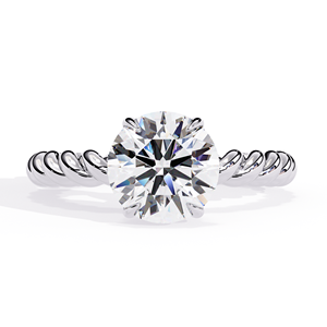 Bague en or blanc avec moissanite, pierre centrale ovale, tige torsadée, bijoux de fiançailles et de mariage - Product Image 2