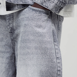 Jean baggy délavé sur mesure pour homme, coupe décontractée, jambe large, taille mi-haute, qualité supérieure, style streetwear - Product Image 3