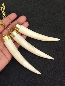 Horn Pendant Necklace Gold Plated Bohemia Style Fashion Jewelry Unisex Animal Shape Zinc Alloy Jewelry Set bone luxury - Product Image 1