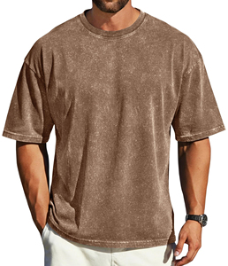 เสื้อยืดวินเทจผู้ชาย ทรงโอเวอร์ไซส์ ผ้าฟอกสี 280 กรัม คอวีแบบดรอปโชว์เดอร์ แขนสั้น สีพื้น ยูนิเซ็กส์ - Product Image 1