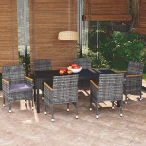 Conjunto de Comedor Rectangular de Durabilidad Media en Gris, Muebles de Patio de WPC - Product Image 1