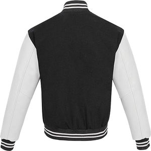 Veste matelassée en tissu pour la saison hivernale, col baseball, manches en cuir PU, veste en laine fleurie, grande taille, veste varsity - Product Image 2