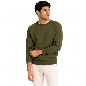 Sweat-shirt à capuche pour homme, vert olive, manches raglan, coupe ample, tricoté en coton, décontracté, vêtements d'hiver, polaire, écologique - Product Image 5