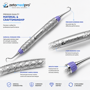 เครื่องมือขูดหินปูนพรีเมียม 0/00 สเตนเลสสตีล สำหรับทำความสะอาดเหงือก OEM Zetomed Pro - Product Image 4
