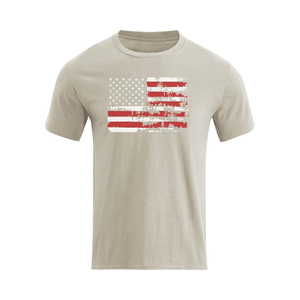 T-shirt homme à col rond et manches courtes, imprimé au dos avec motif drapeau croix verticale rouge foncé, effet vieilli, vente en gros - Product Image 4
