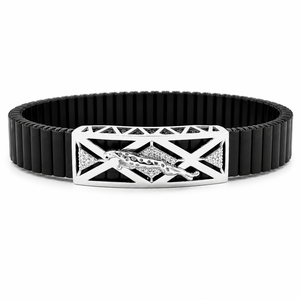 Bracelet à maillons noirs en argent sterling 925, zircone cubique, motif panthère géométrique, poli miroir, pour homme et unisexe, idéal pour les fêtes, les mariages et le quotidien - Product Image 1