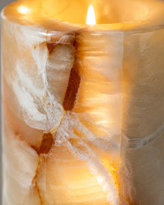 Porte-bougie cylindrique en onyx naturel, pierre translucide, décoration Wabi Sabi pour la maison, hôtel, spa, mariage, Ramadan, vente en gros, luxe Wabi Sabi - Product Image 2