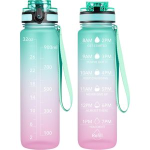 Bouteille d'eau sportive motivante de 32 oz en Tritan avec marqueur de temps, sans BPA, à large ouverture, anti-fuite pour Ann - Product Image 1