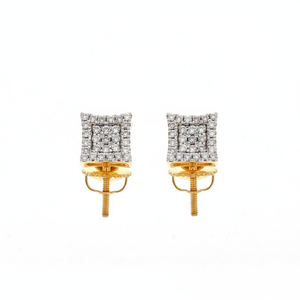 0.17 Ct Natural Round Cut <b>Diamond</b> Cluster <b>Square</b> Stud <b>Earrings</b> 10k Yellow Gold Fine Jewelry for Women - Product Image 3