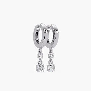 Boucles d'oreilles minimalistes en or 14 carats avec diamants de laboratoire ronds, pendantes, 0,70 carat, serties à griffes, double pendentif, bijoux fins pour femme, à porter au quotidien - Product Image 3