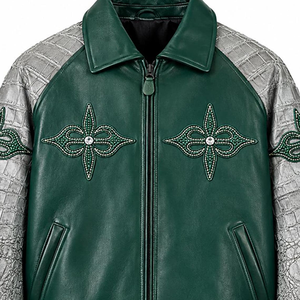 Blouson en cuir vert personnalisé pour hommes, style vintage, en cuir de vachette, imperméable, respirant, séchage rapide, vente en gros OEM, faible MOQ - Product Image 6