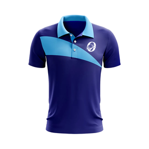 เสื้อโปโลคริกเก็ตสีน้ำเงินกรมท่าสำหรับผู้ชาย แขนสั้น แบบซับลิเมชั่น เสื้อกีฬาสำหรับฝึกซ้อมและแข่งขัน ชุดกีฬาประสิทธิภาพสูง - Product Image 1