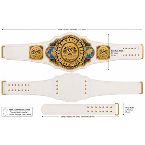 Ceinture de champion personnalisée en métal doré et blanc pour femme, cadeau promotionnel intercontinental de Treasures Impex - Product Image 3