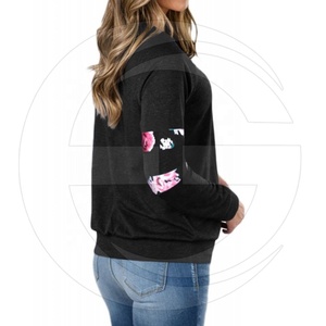 Venta al por mayor de encargo Floral parche acento negro sublimado sudadera - Product Image 3