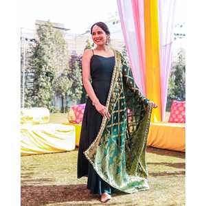 Ensemble Salwar Kameez vert en georgette pure taille XS pour mariage Inde Pakistan - Product Image 5