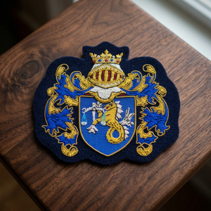 Custom Embroidered Patch With Crown And Eagle Design <b>Sew</b>-On Fabric Badge For Garment Circular Style - Product Image 5