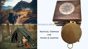 Antique Dollond Londres laiton boussole rétro marron boîte en bois nautique magnétique marin fait à la main boussoles randonnée Camp voyage poche - Product Image 6