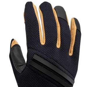 WARPRO INDUSTRY Black and Yellow Leather Batting Glove Ambidextrous <b>Hook</b> Loop Closure Durable Training Gear Unisex Adult Size M - Product Image 5